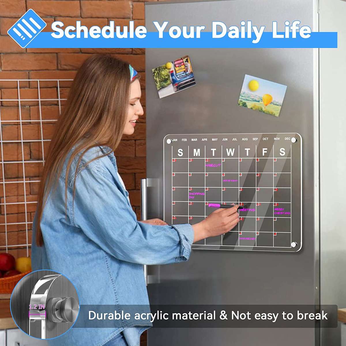 Magnetic Acrylic Fridge Calendar Planner