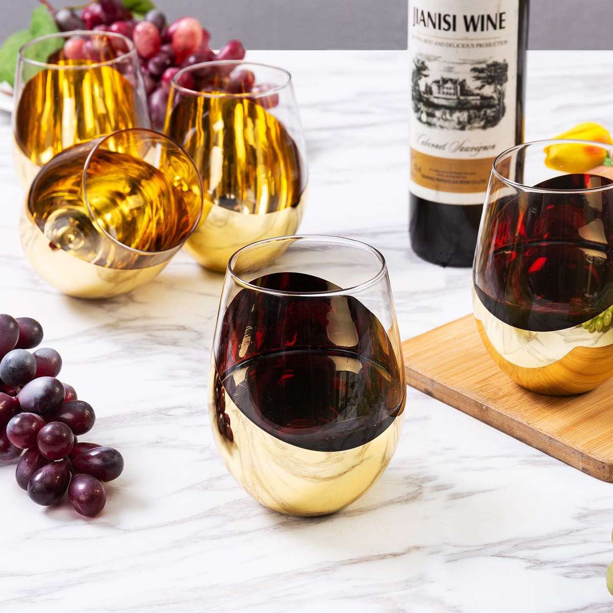 Modern Stemless Wine Glass - 500ml - Gold