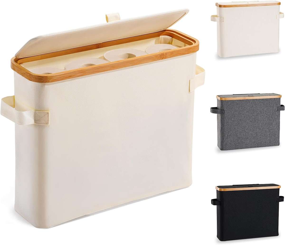 HideAway Bamboo Toilet Paper Storage Bin - Grey