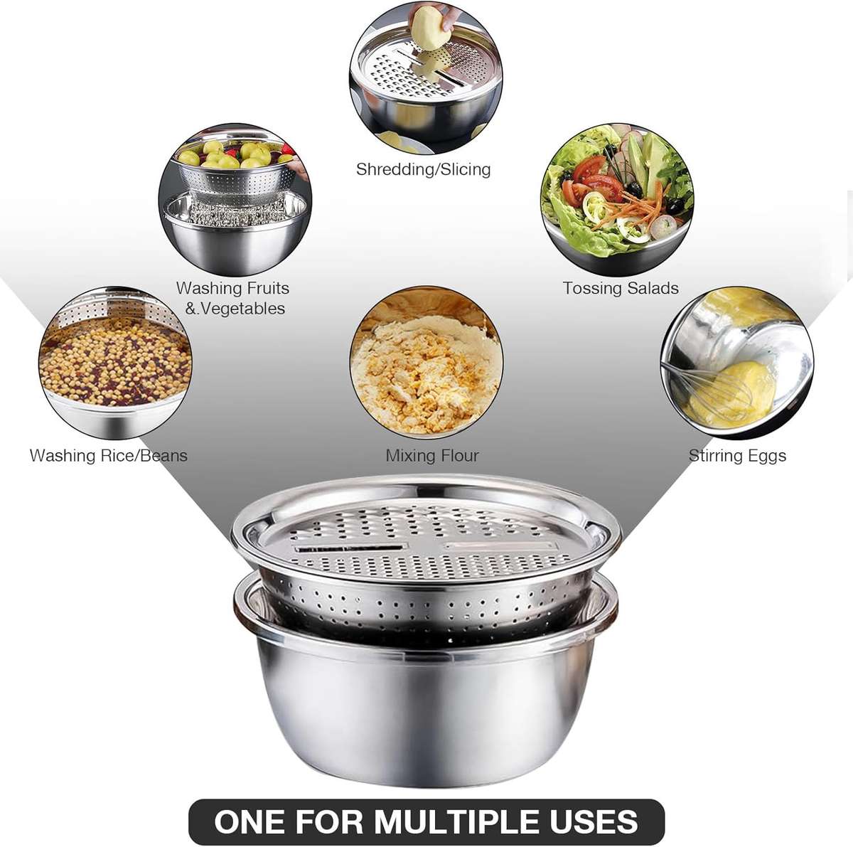 ChefMate 3in1 Stainless Steel Colander Se