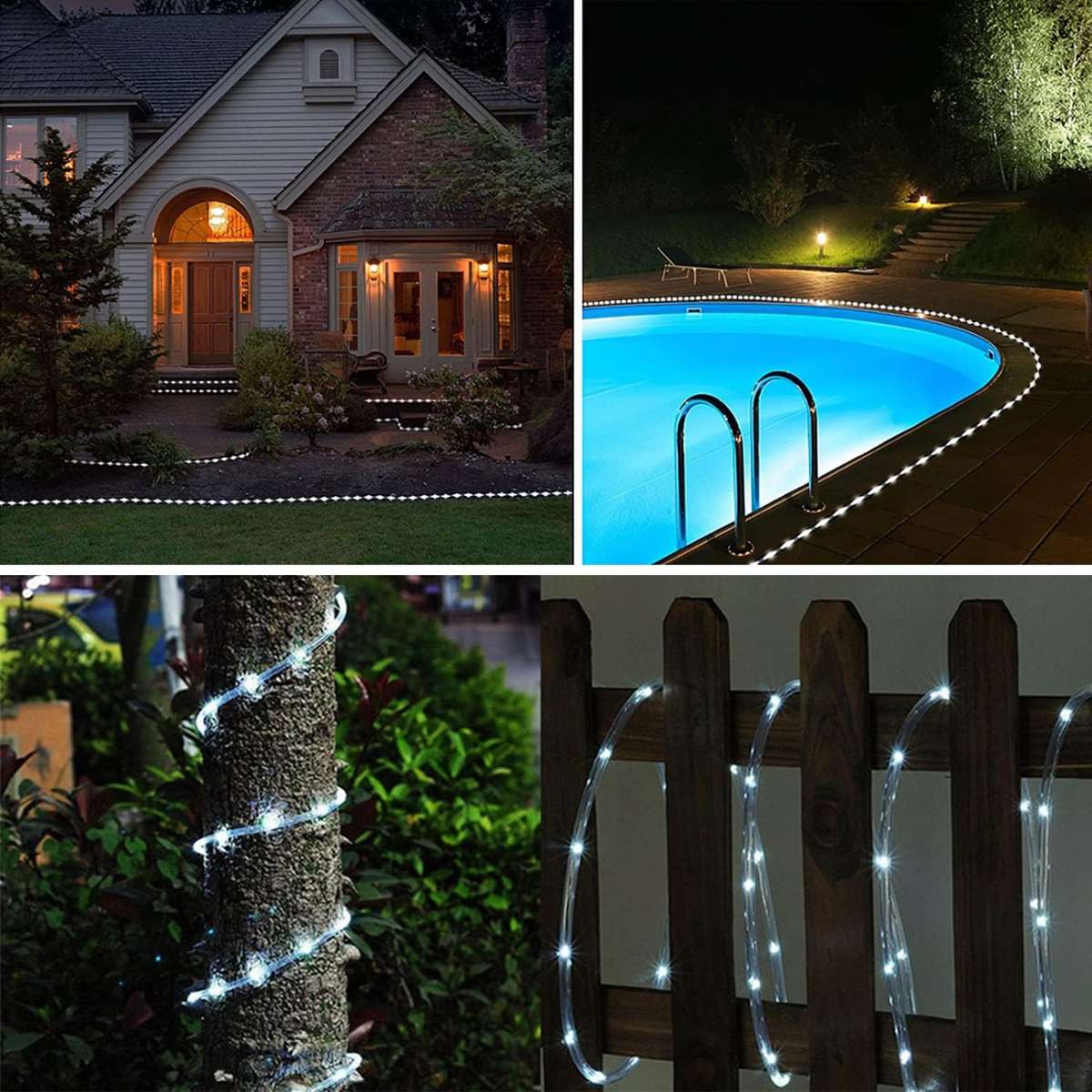 Solar Outdoor PVC Tube String Light -  200 LEDs, Copper Wire, IP65 Waterproof - Multicolor / 10m