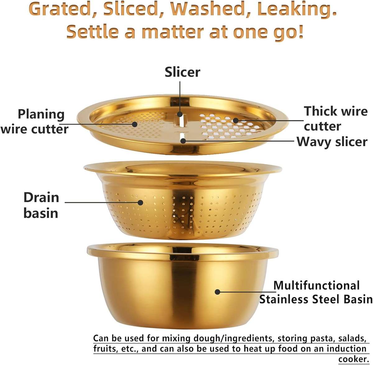 ChefMate 3in1 Stainless Steel Colander Se