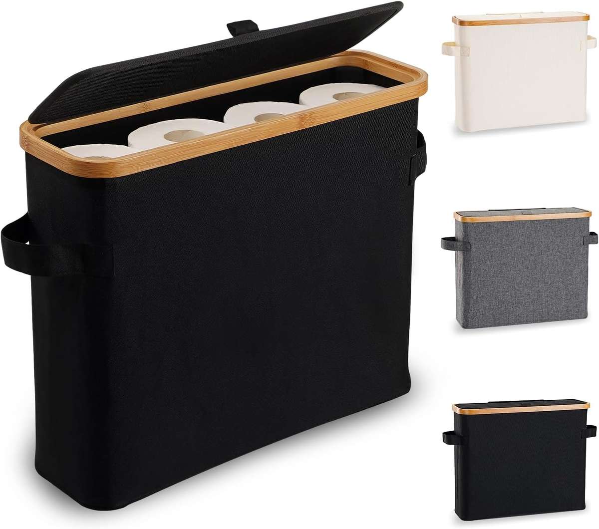 HideAway Bamboo Toilet Paper Storage Bin - Grey