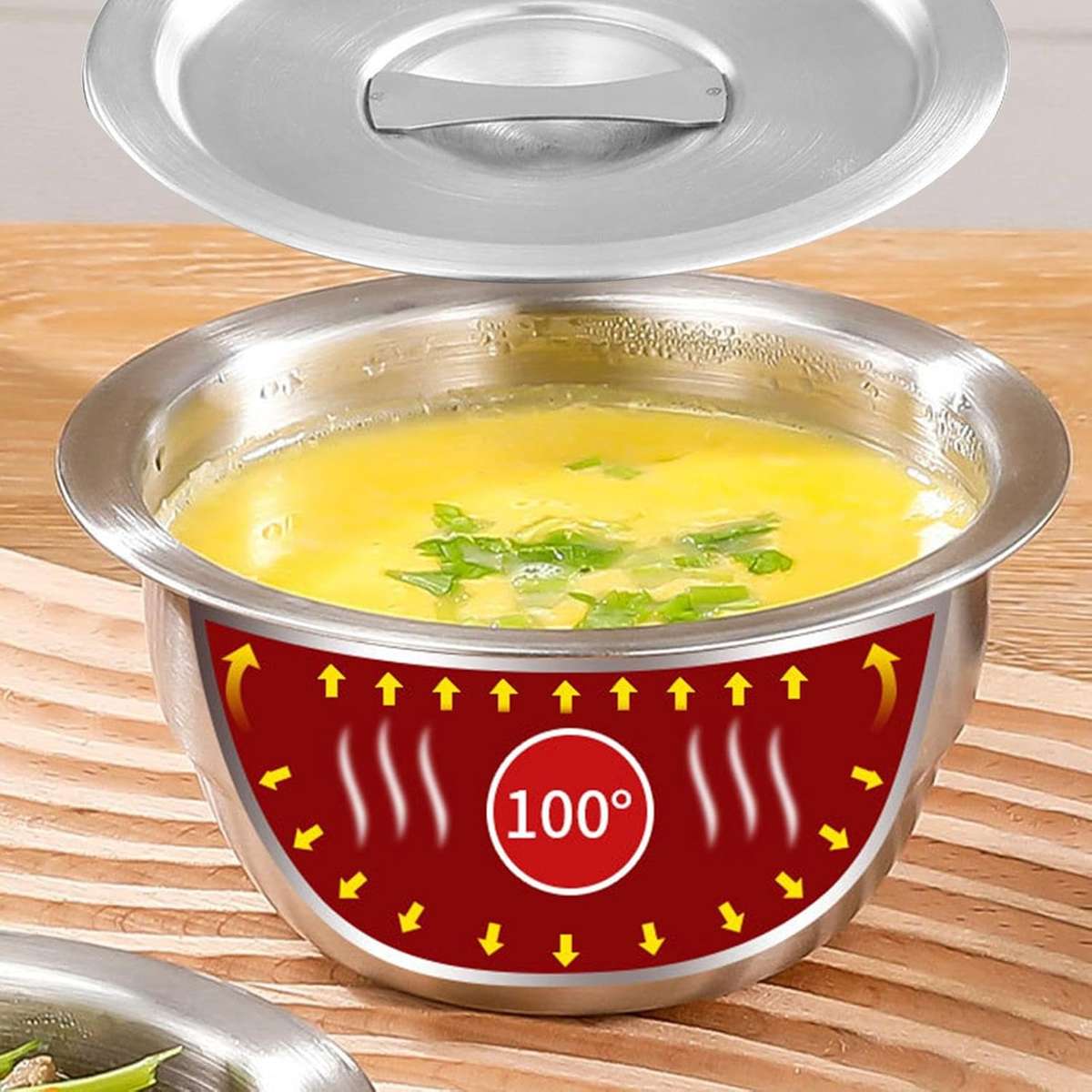 SteamServe 3Piece Stainless Steel Steaming Bowl Set with Lids