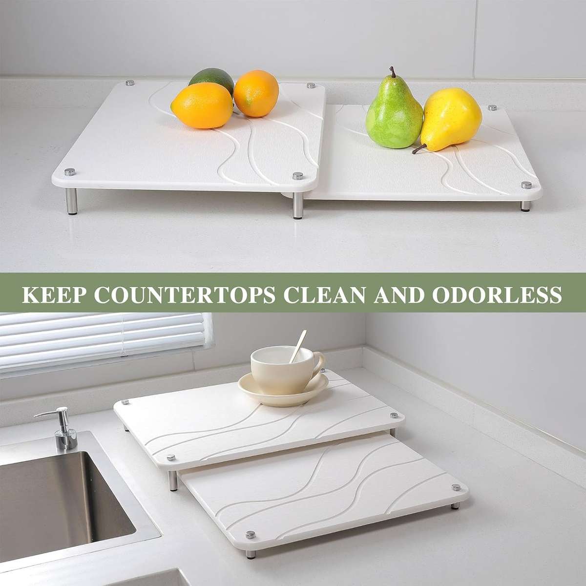 QuickDry Stone Dish Mat Set - Grey