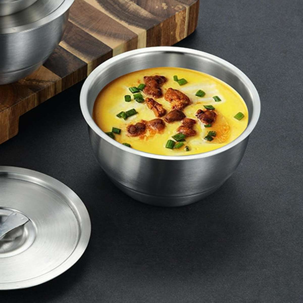 SteamServe 3Piece Stainless Steel Steaming Bowl Set with Lids