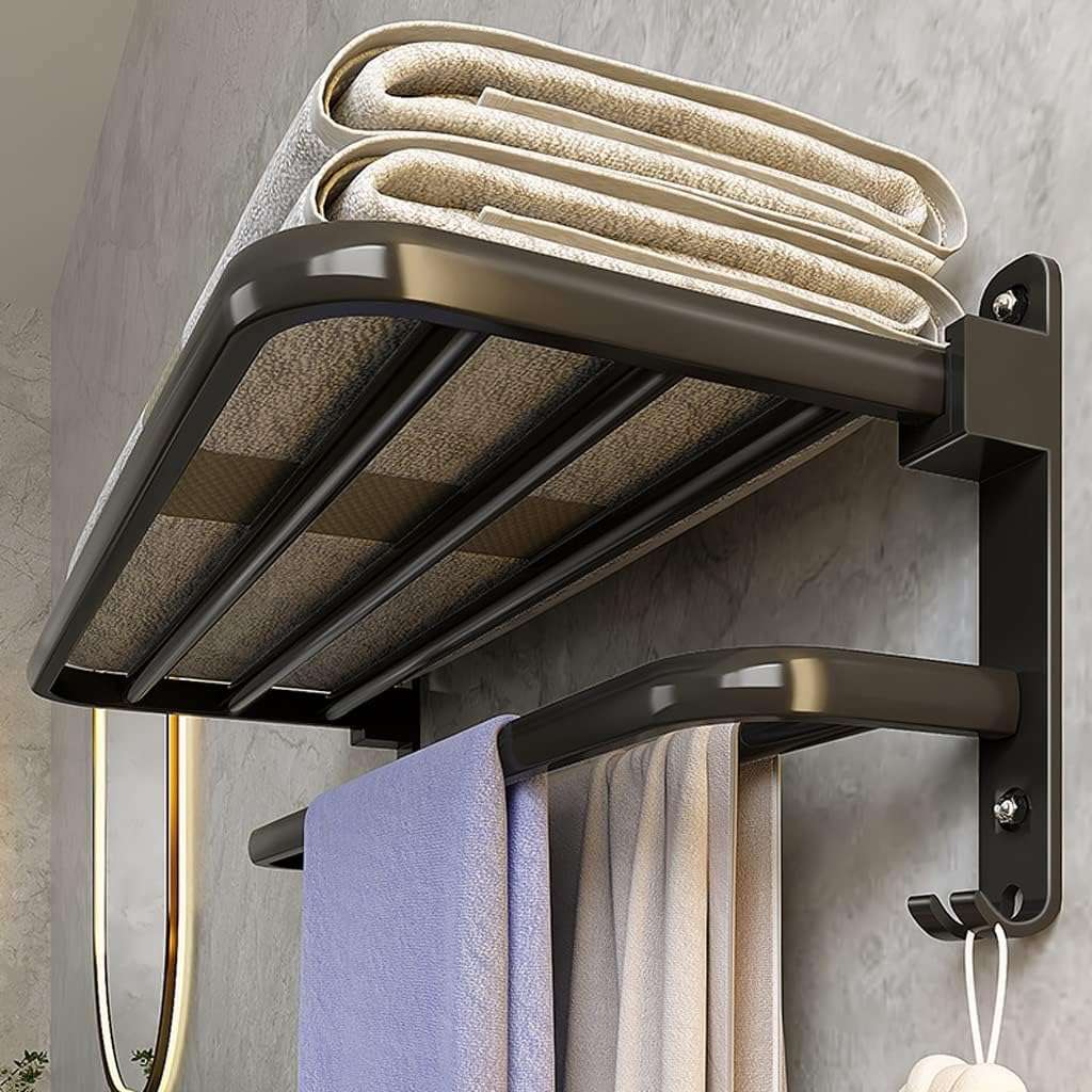 Collapsible Wall Mounted Towel Rack-Grey