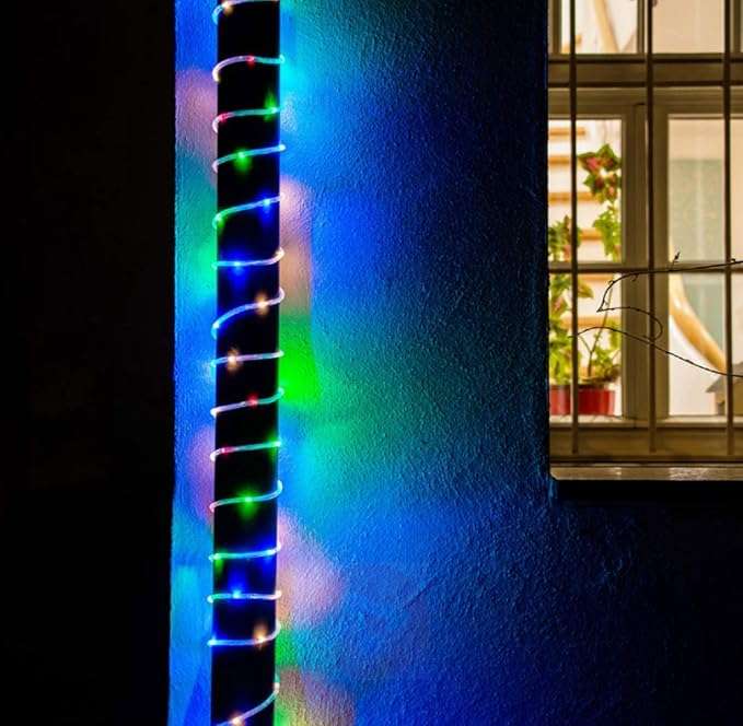 Solar Outdoor PVC Tube String Light -  200 LEDs, Copper Wire, IP65 Waterproof - Multicolor / 10m