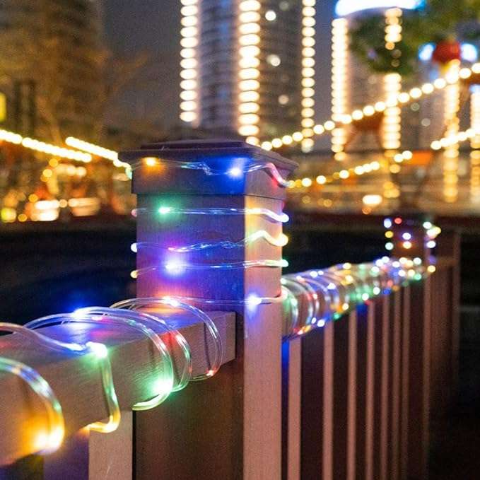 Solar Outdoor PVC Tube String Light -  200 LEDs, Copper Wire, IP65 Waterproof - Multicolor / 10m
