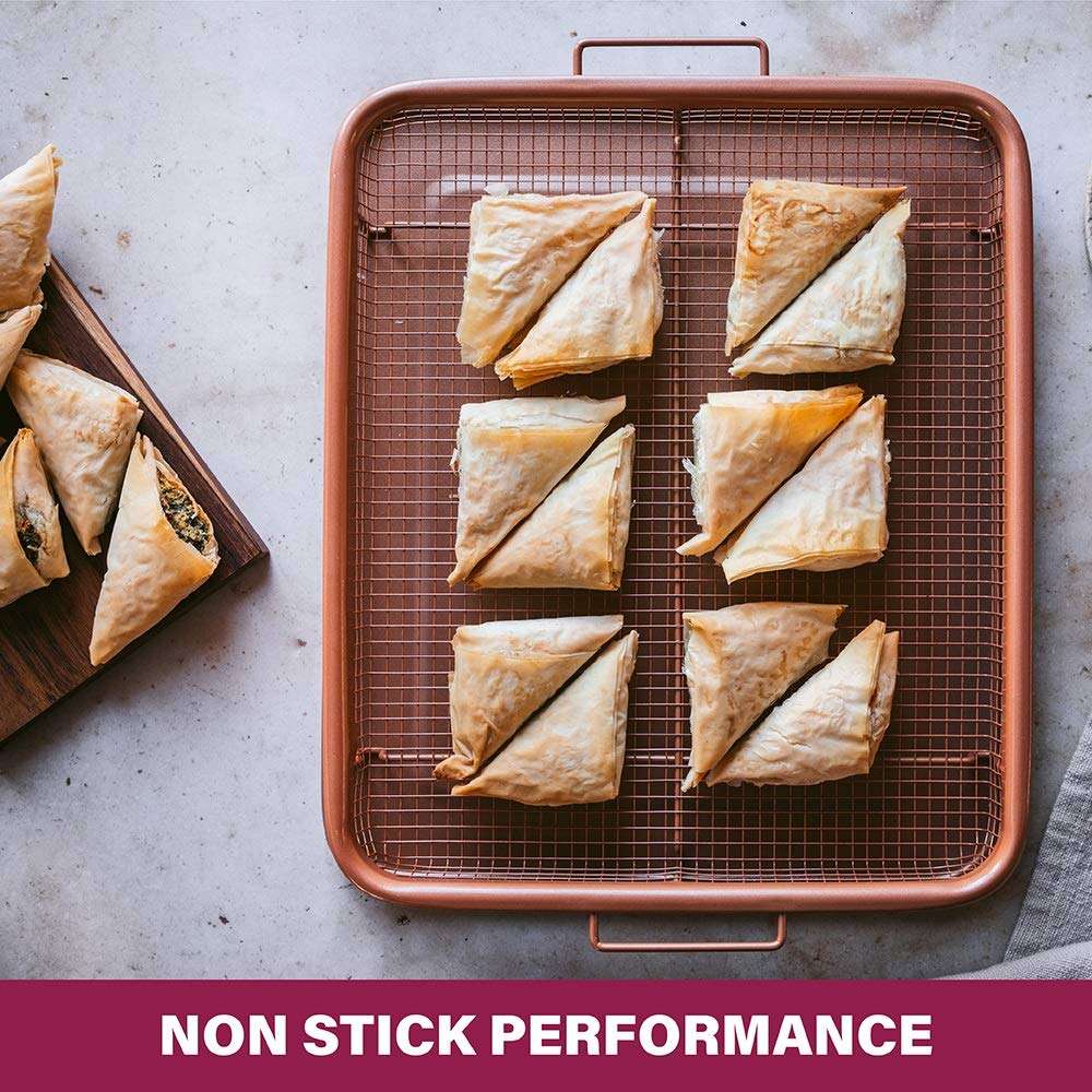 Air Fry in your Oven - 2 Piece Nonstick Copper Tray and Basket-Rectangle
