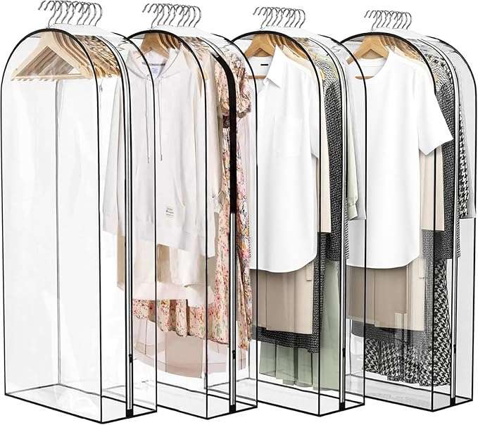 Clear Gusseted Garment Bags for Hanging Clothes - Meduim