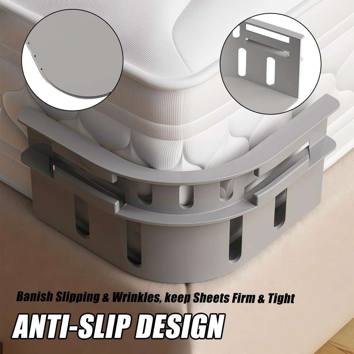 Bed Sheet Holder  Corner Locking Clips - White