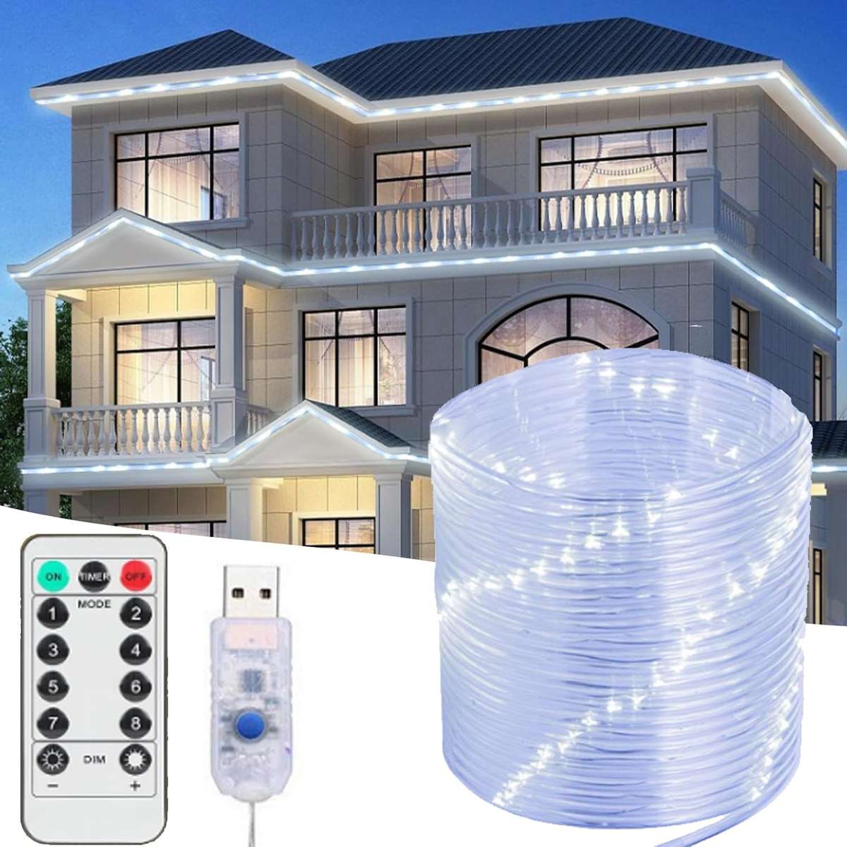200 LED 8 Mode USB Tube Light/White