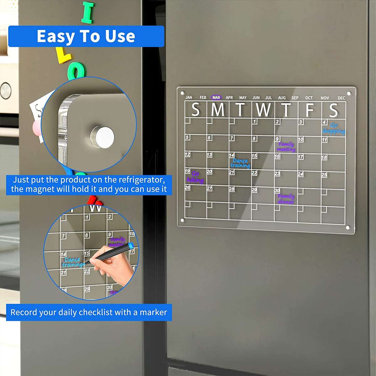 Magnetic Acrylic Fridge Calendar Planner