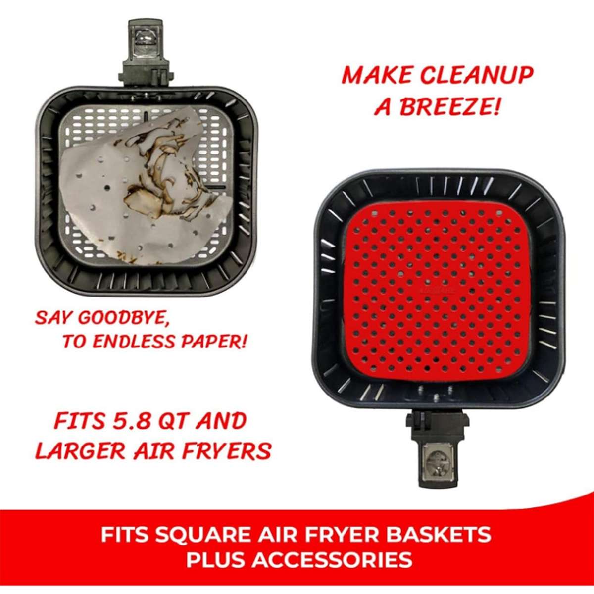 easiClean Reusable Air Fryer Mat - Square/Grey