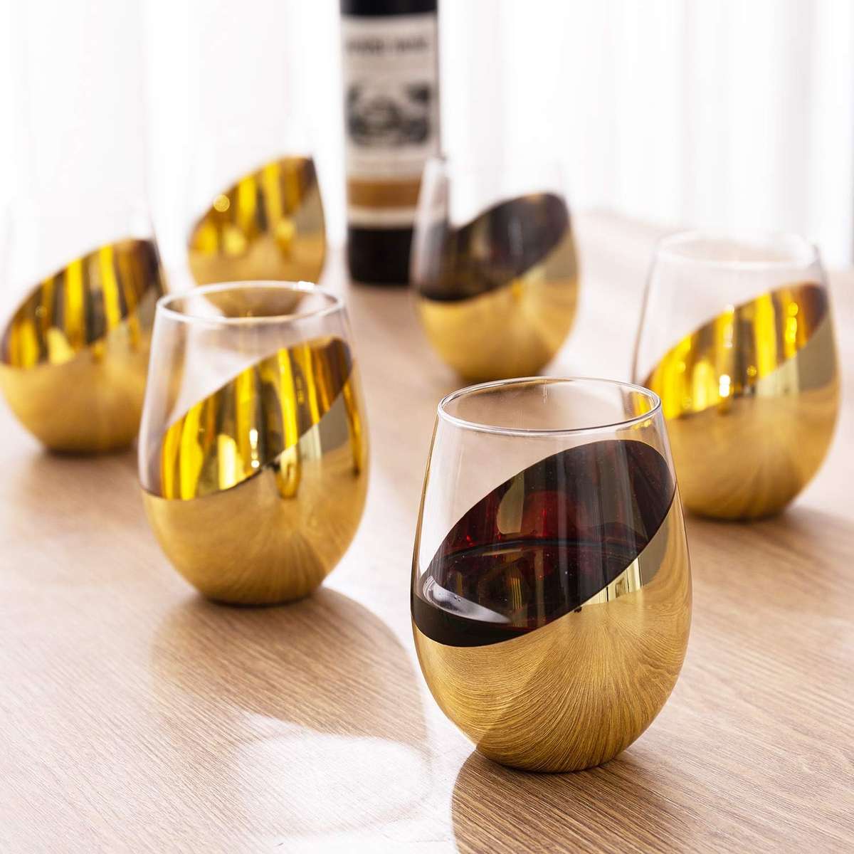 Modern Stemless Wine Glass - 500ml - Gold
