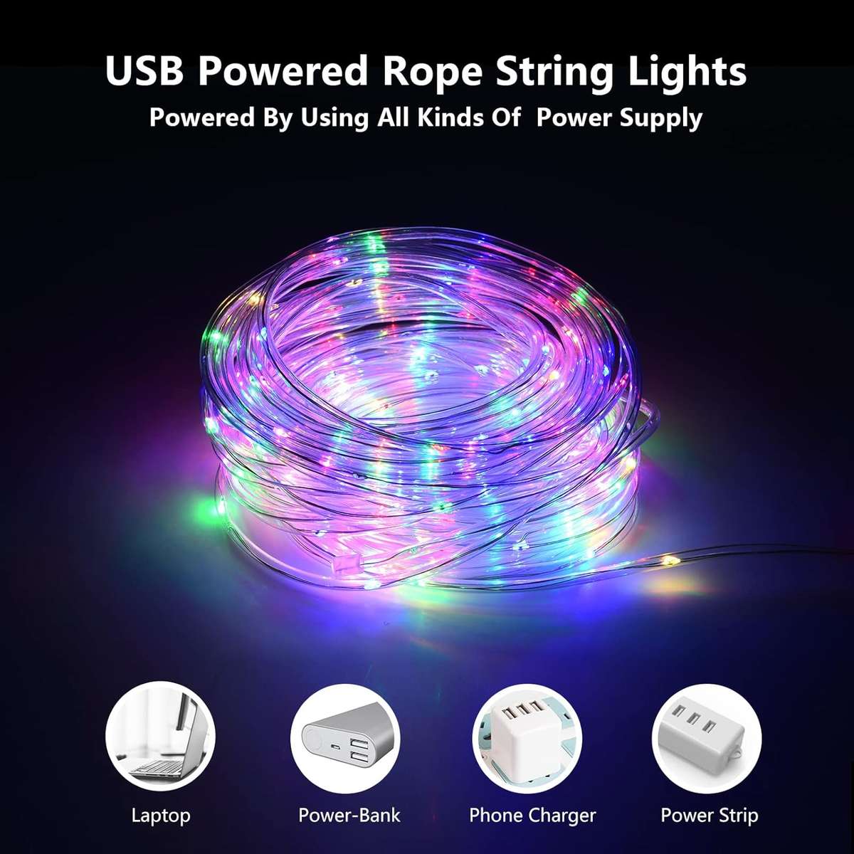 200 LED 8 Mode USB Tube Light/White