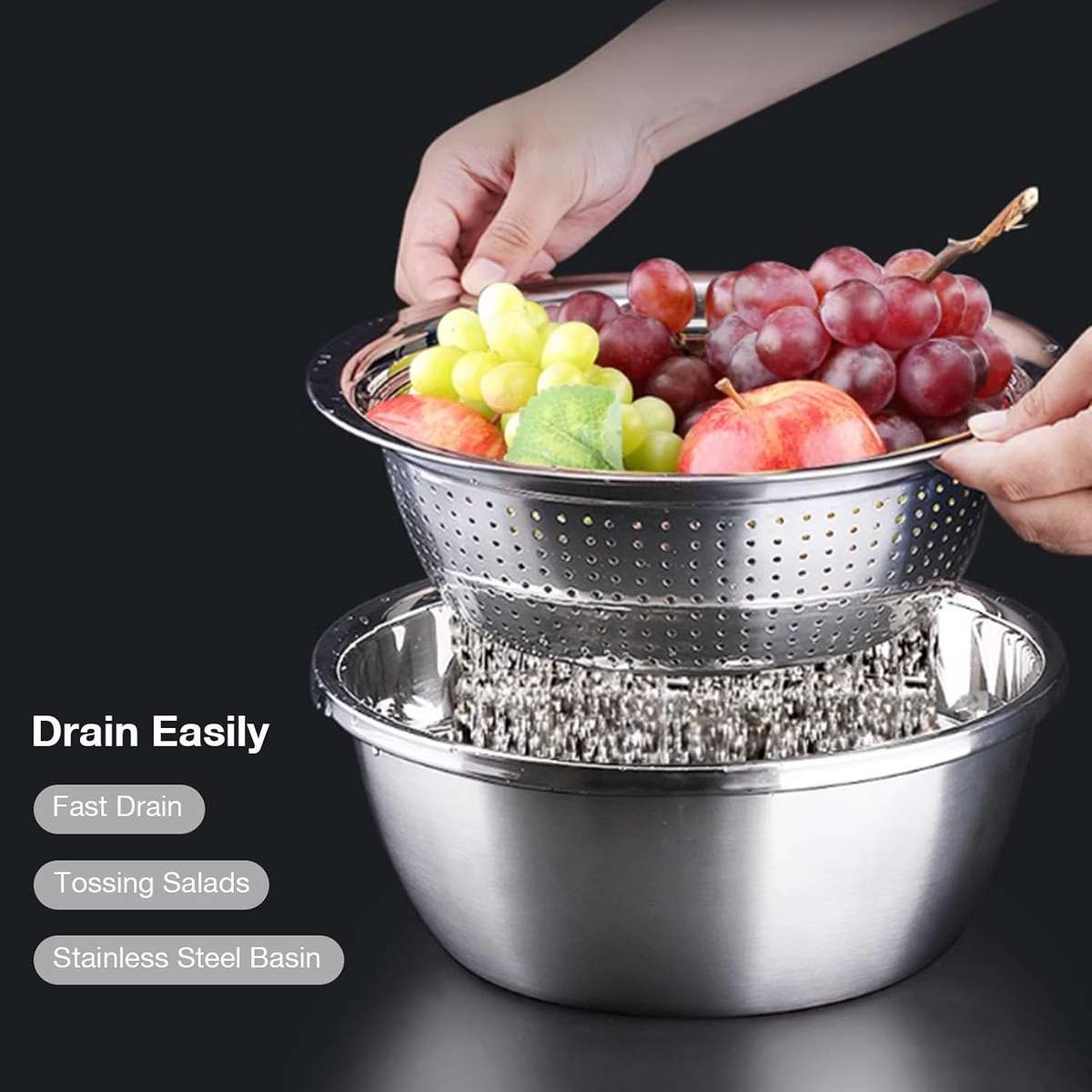 ChefMate 3in1 Stainless Steel Colander Se