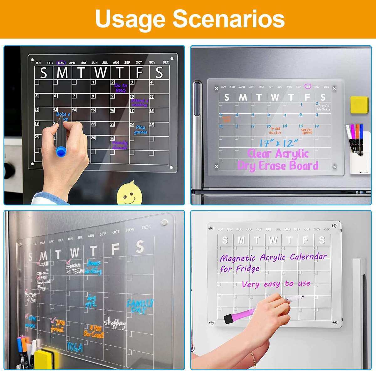 Magnetic Acrylic Fridge Calendar Planner