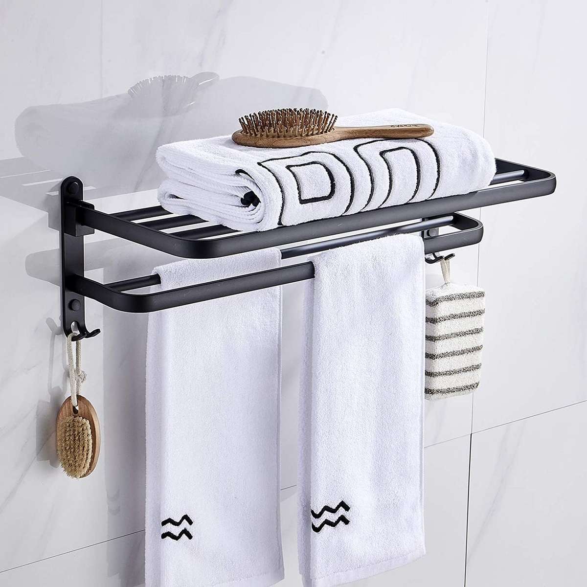 Collapsible Wall Mounted Towel Rack-Grey