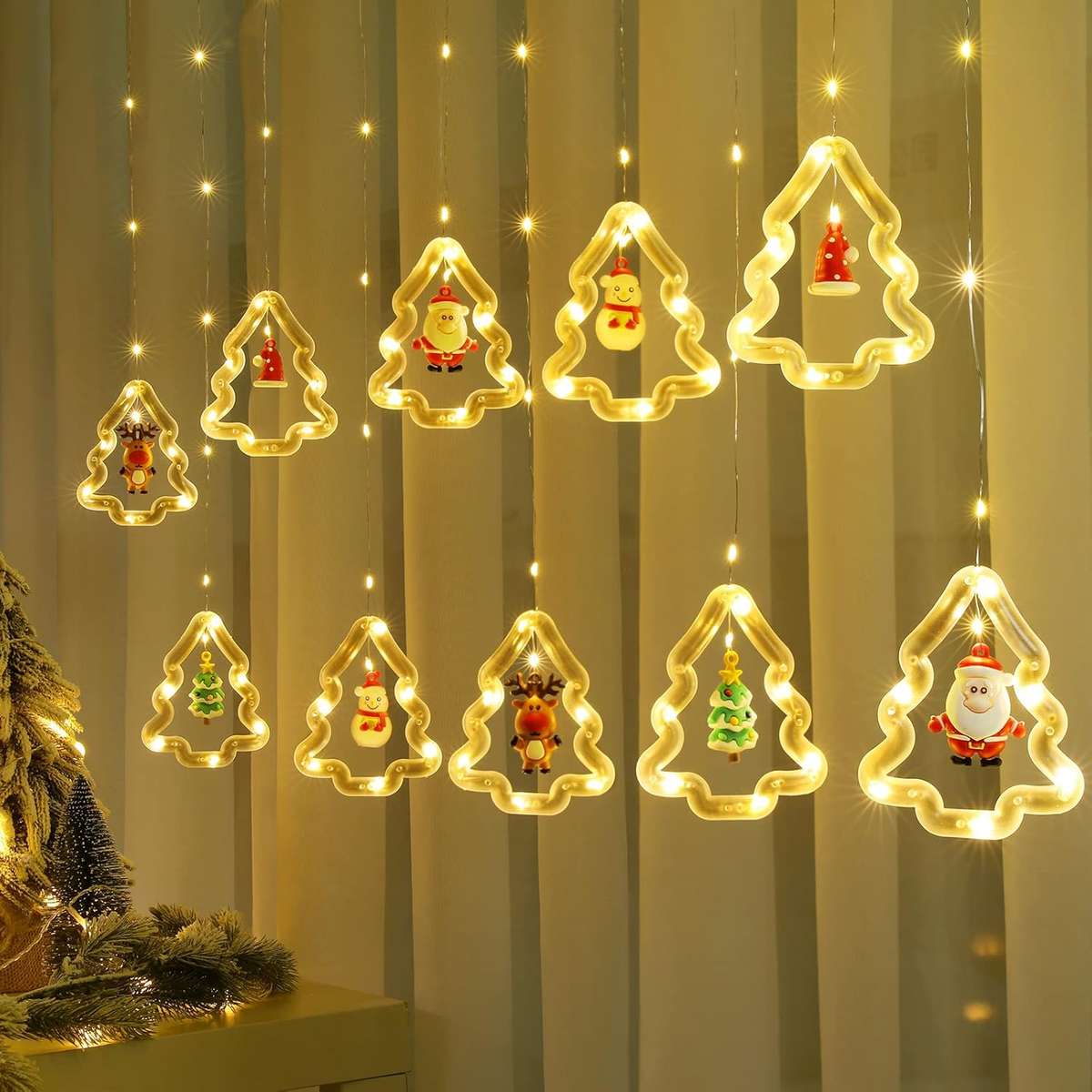 FestivaGlow Christmas Curtain String Lights  3M, 120 LEDs, USB Powered, Remote Controlled