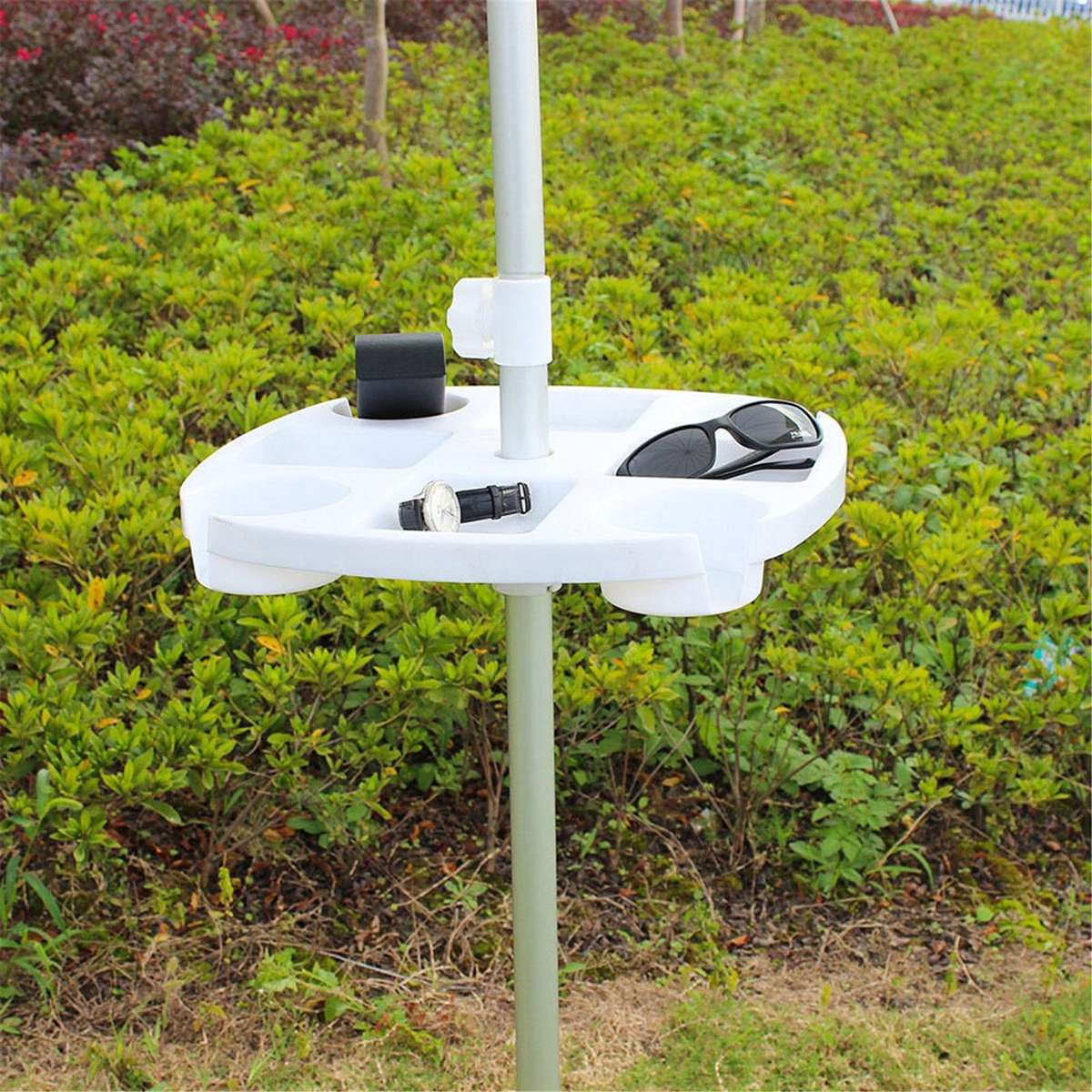 Beach Umbrella Cup Holder with Tray - for Beach & Patio Umbrellas