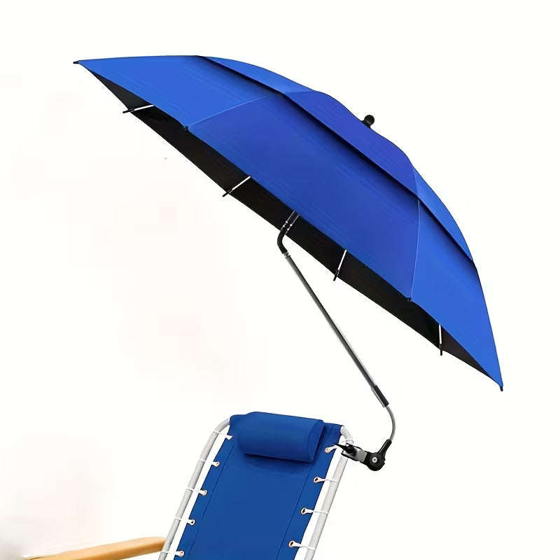 Beach Umbrella with 360° Adjustable Clamp - Red
