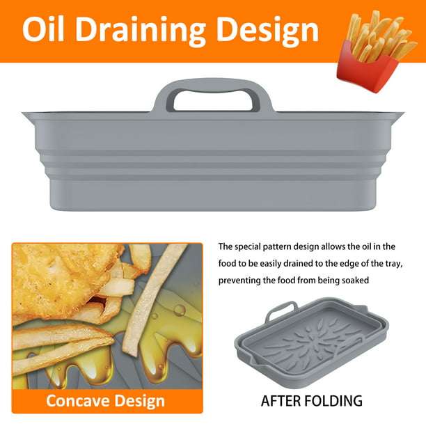 Rectangular Foldable Silicone Tray-Grey