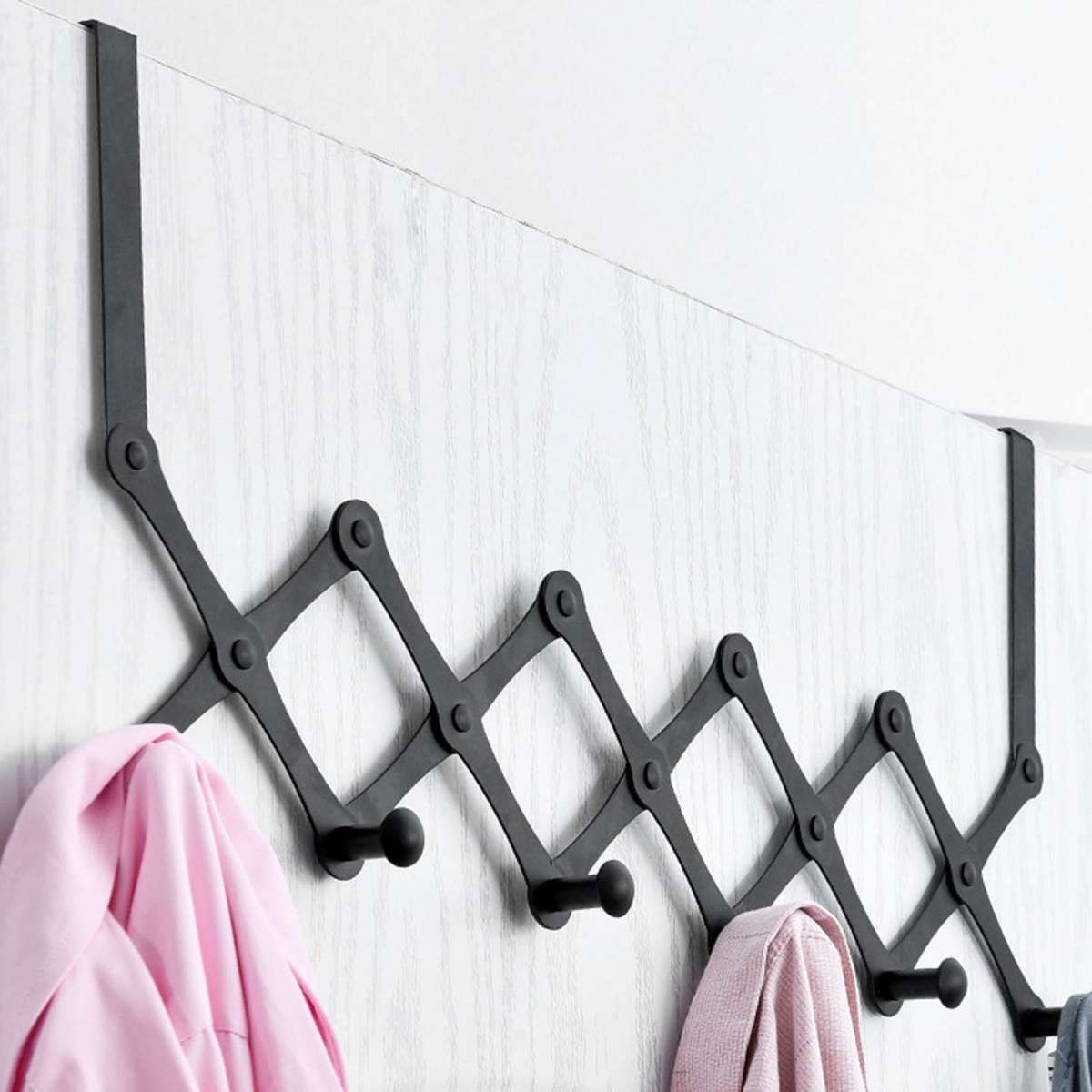 Over-The-Door Hook  Foldable Coat Rack, Heavy-Duty Stainless Steel 6 Hooks