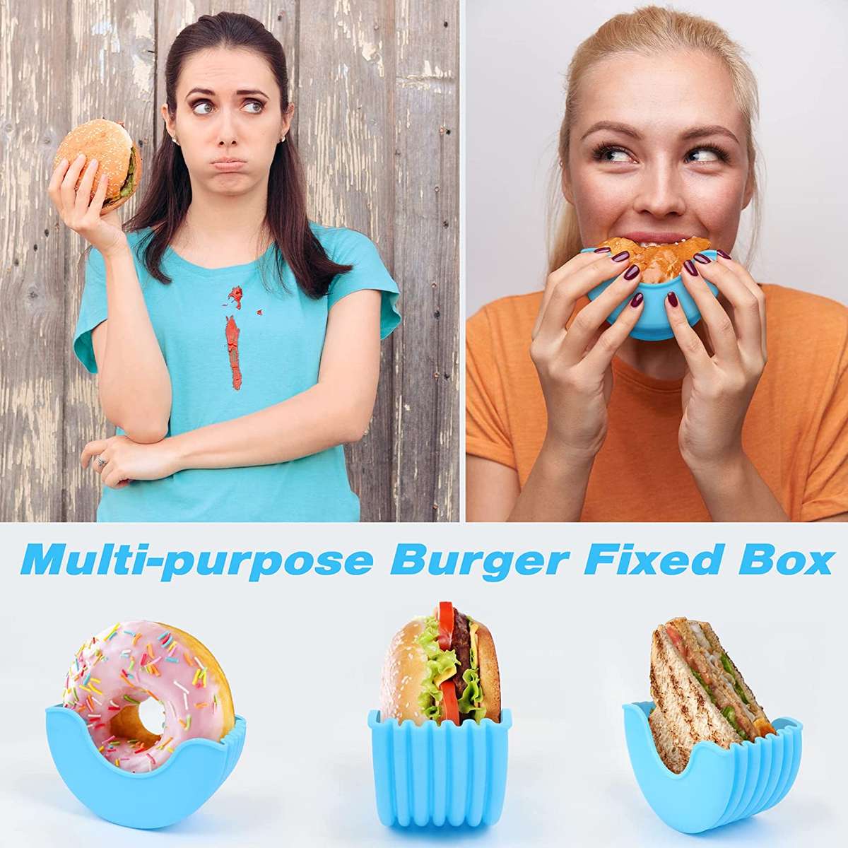 4 Pack - Reusable Silicone Hamburger Box