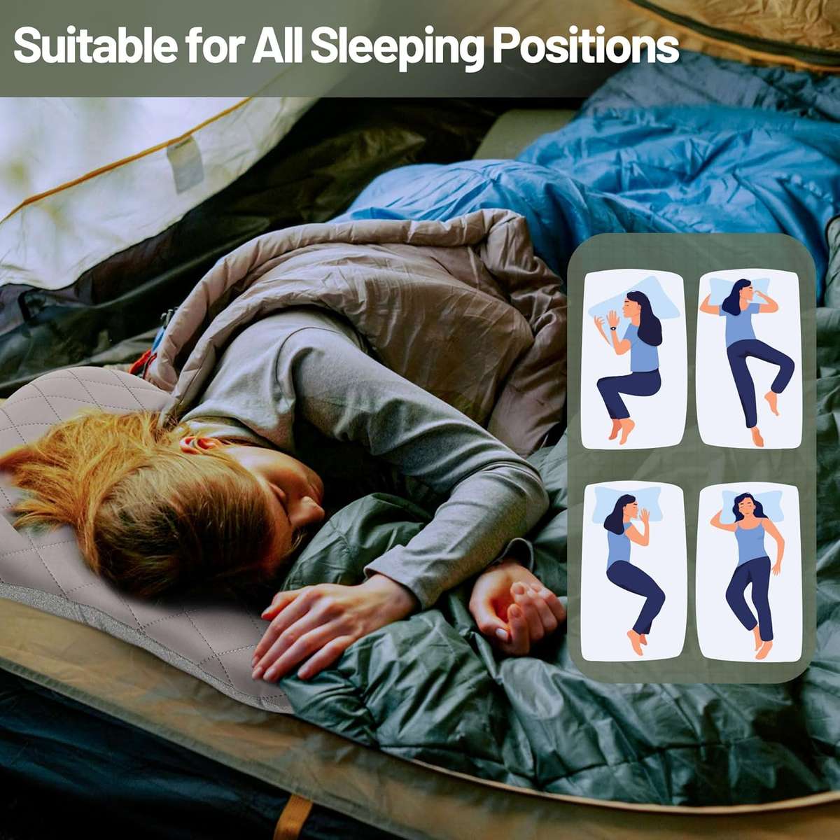 Inflatable Travel & Camping Pillow with Carry Bag