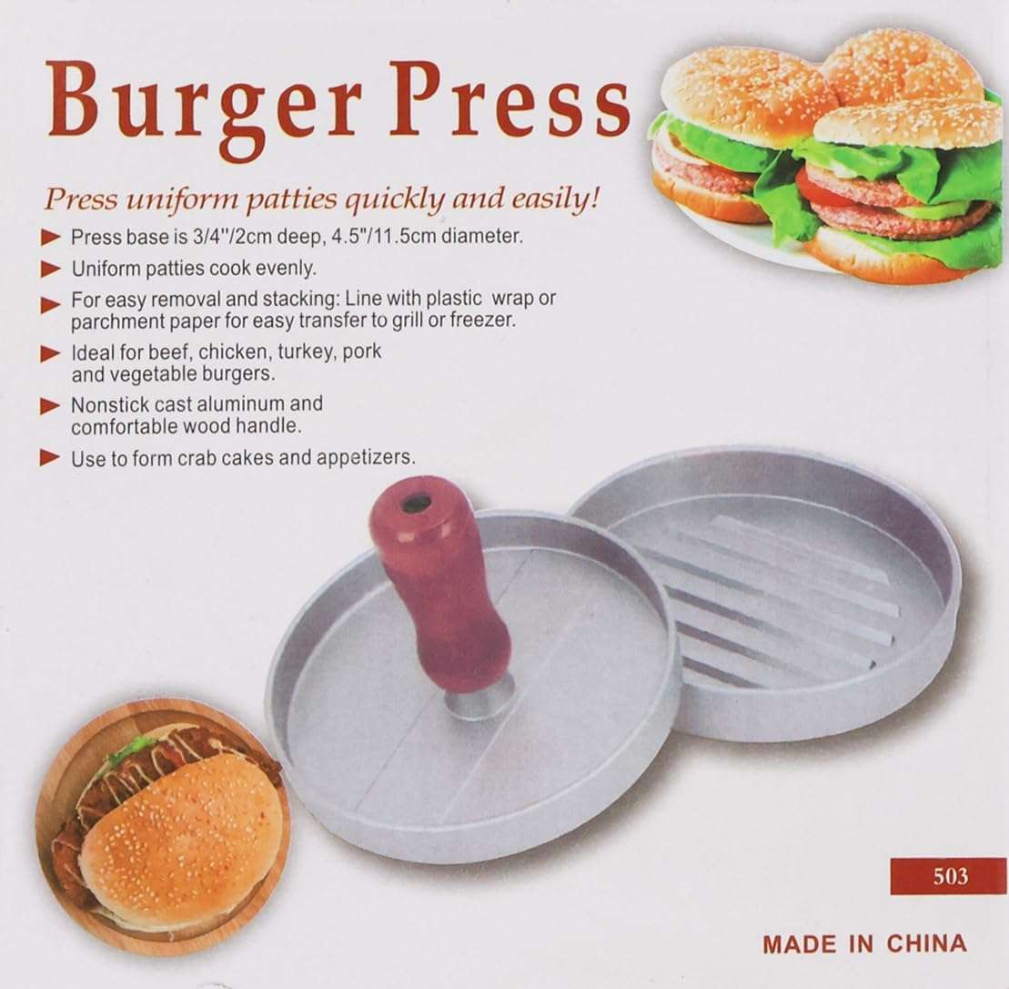 Burger Press Kit  Nonstick Cast Aluminum with Wooden Handle