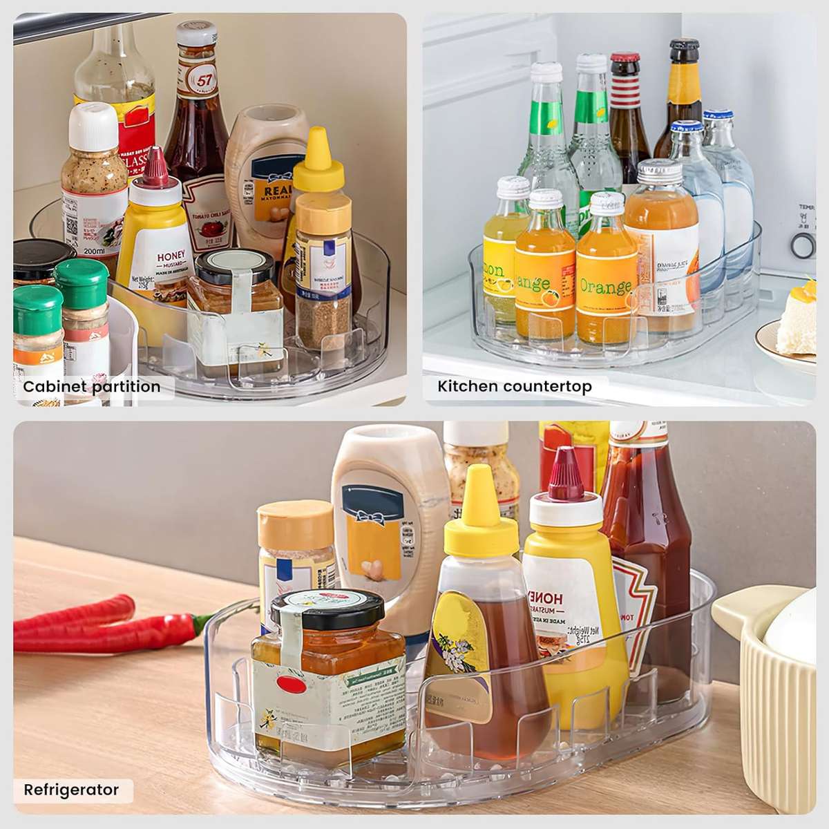ClearSpin Rectangular Lazy Susan Organizer