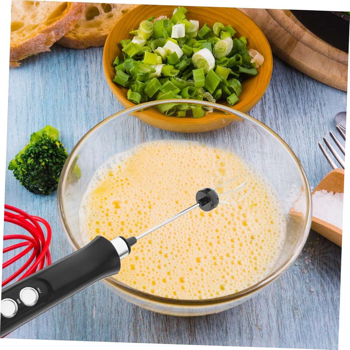 WhipCharge Handheld Electric Milk Frother with Charging Base - Blue