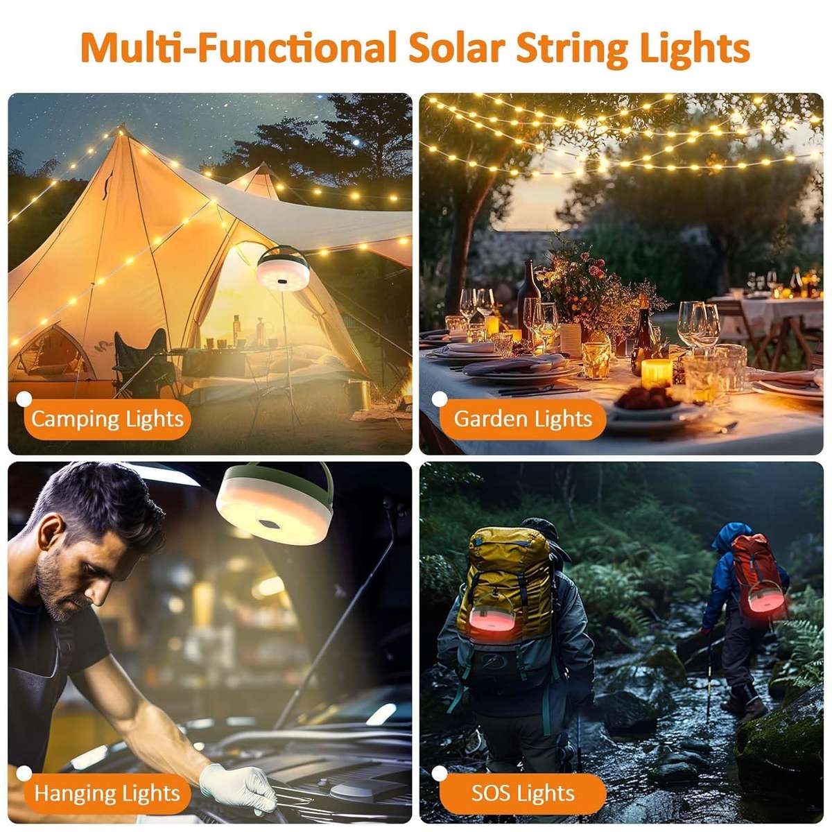 Solar Camping String Light and Down Light -10m