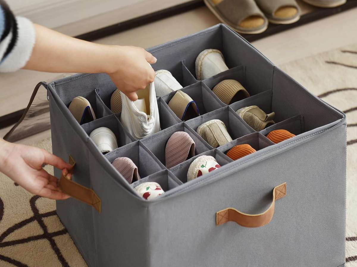 Foldable Shoe Cubby Organizer  Holds Up to 16 Pairs