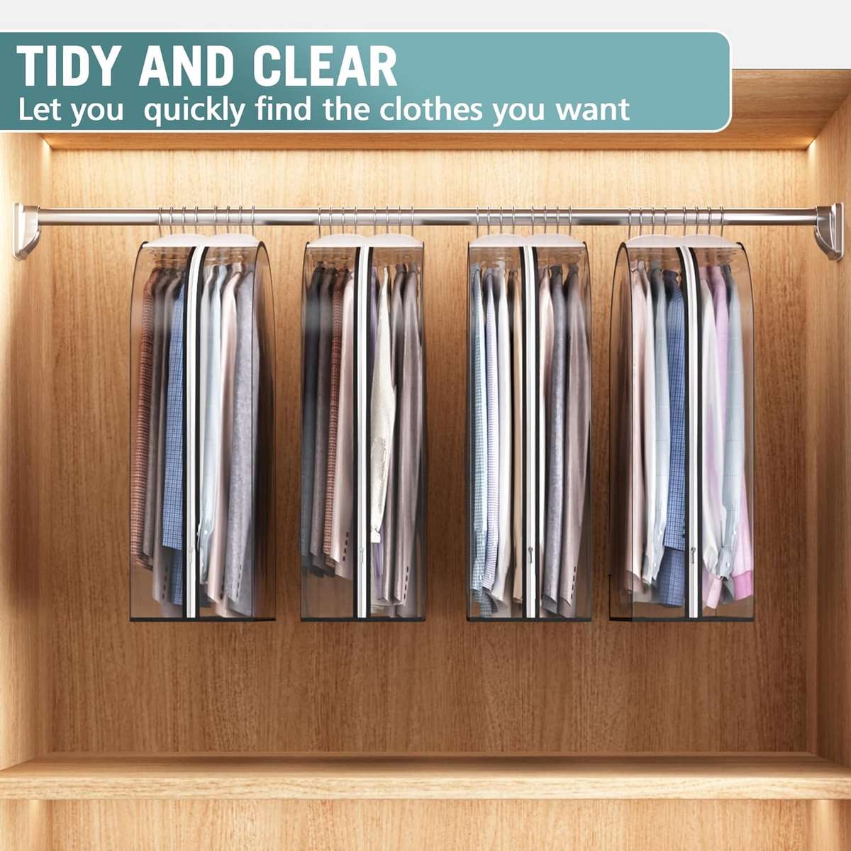 Clear Gusseted Garment Bags for Hanging Clothes - Meduim