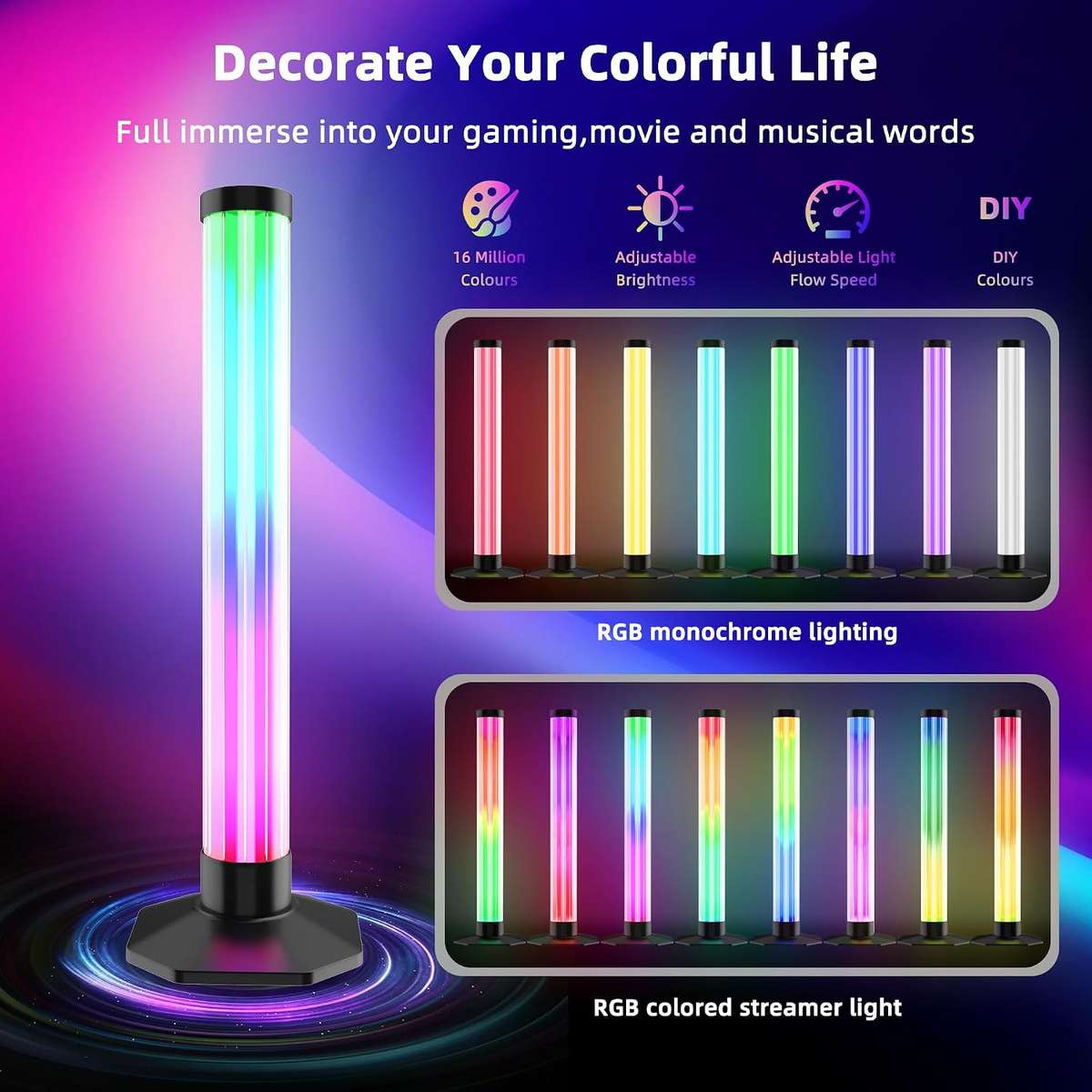 LED Light Bars  360° Smart RGB Background Lighting