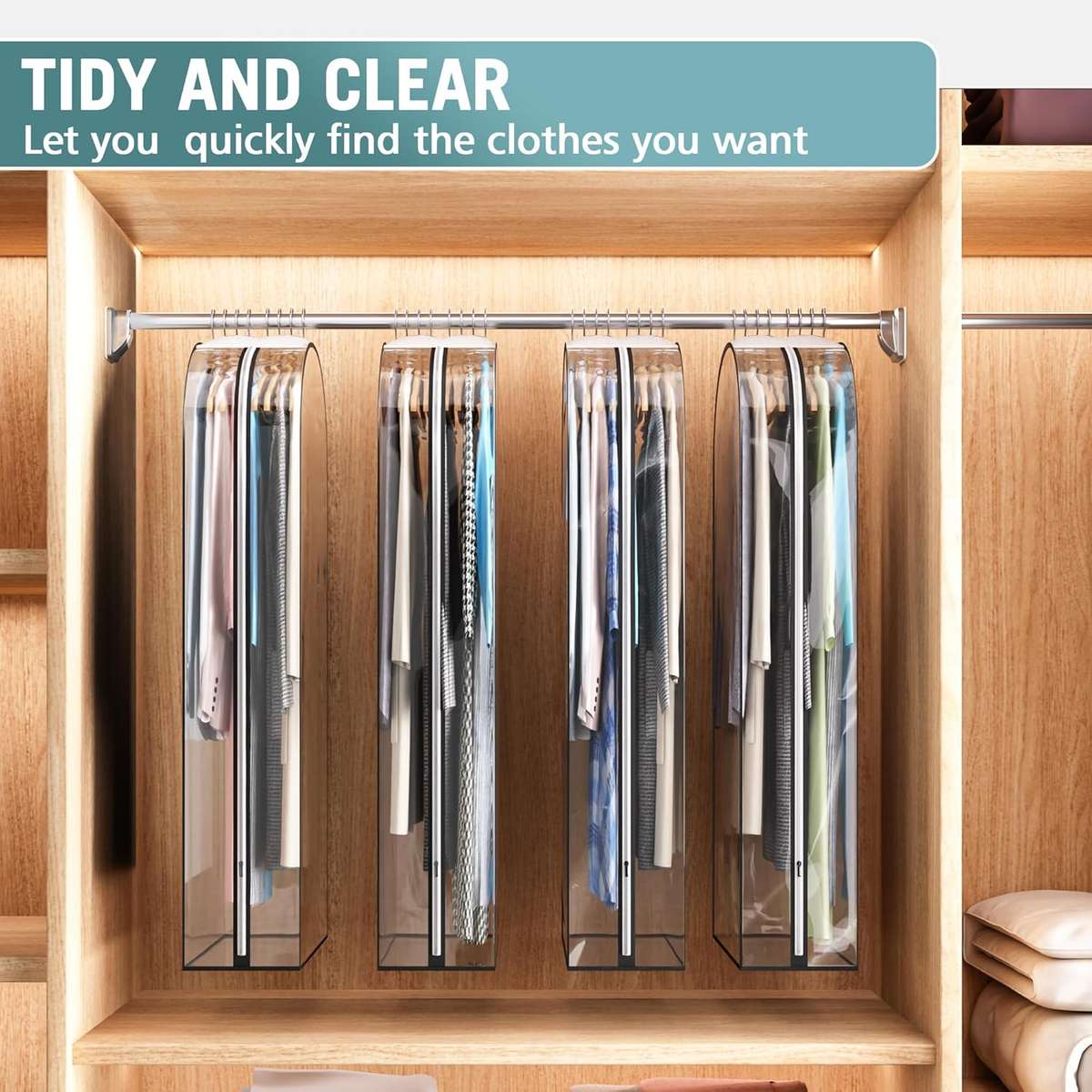 Clear Gusseted Garment Bags for Hanging Clothes - Meduim