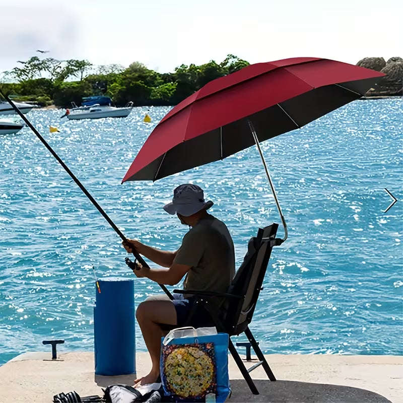 Beach Umbrella with 360° Adjustable Clamp - Red