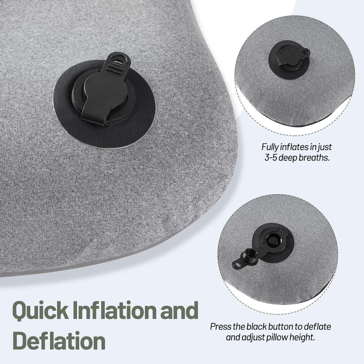 Inflatable Travel & Camping Pillow with Carry Bag