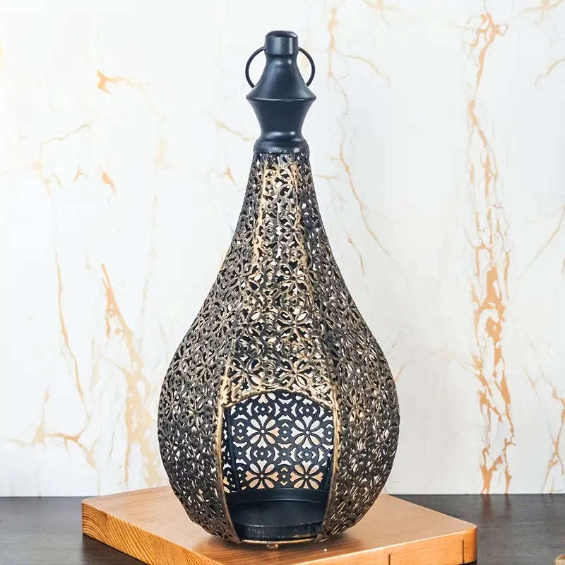 KasbahGlow Moroccan Metal Lantern Candle Holder-Silver
