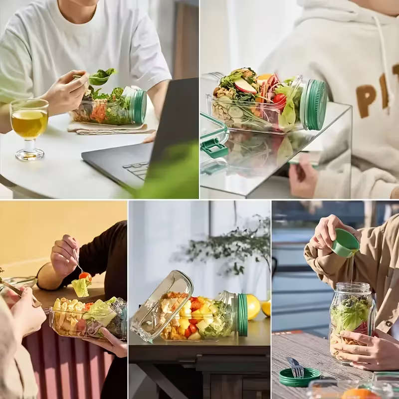 Tritan Salad Pod  Leakproof Food Storage Jar with Dressing Capsule
