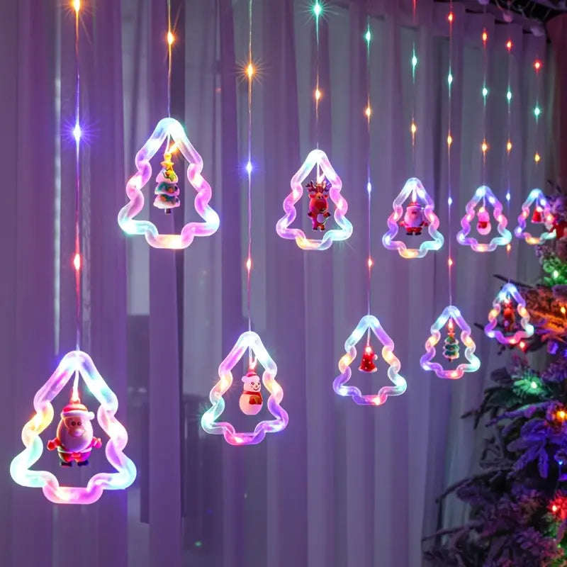 FestivaGlow Christmas Curtain String Lights  3M, 120 LEDs, USB Powered, Remote Controlled
