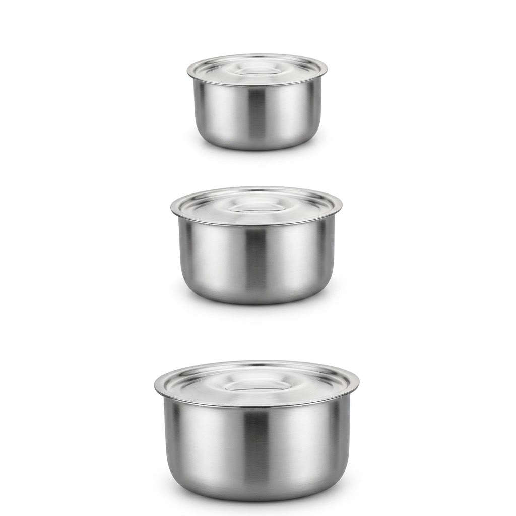 SteamServe 3Piece Stainless Steel Steaming Bowl Set with Lids