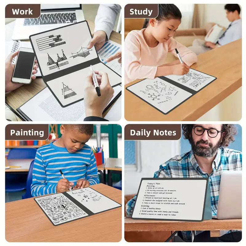 Reusable PU Leather Whiteboard Notebook/Pink