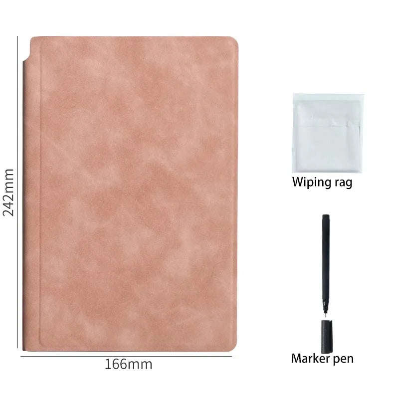 Reusable PU Leather Whiteboard Notebook/Pink