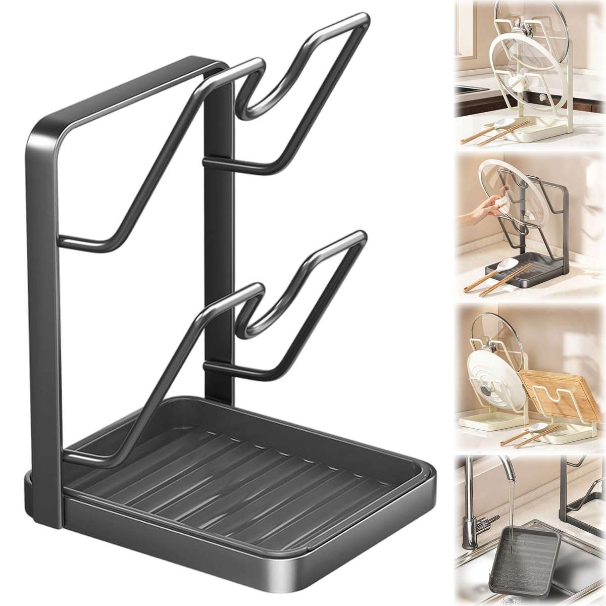 Multifunctional Kitchen Pot Lid Storage Rack  DoubleLayer Organizer