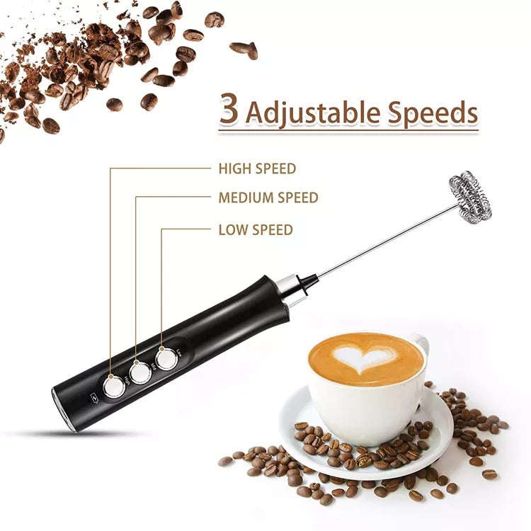 WhipCharge Handheld Electric Milk Frother with Charging Base - Blue