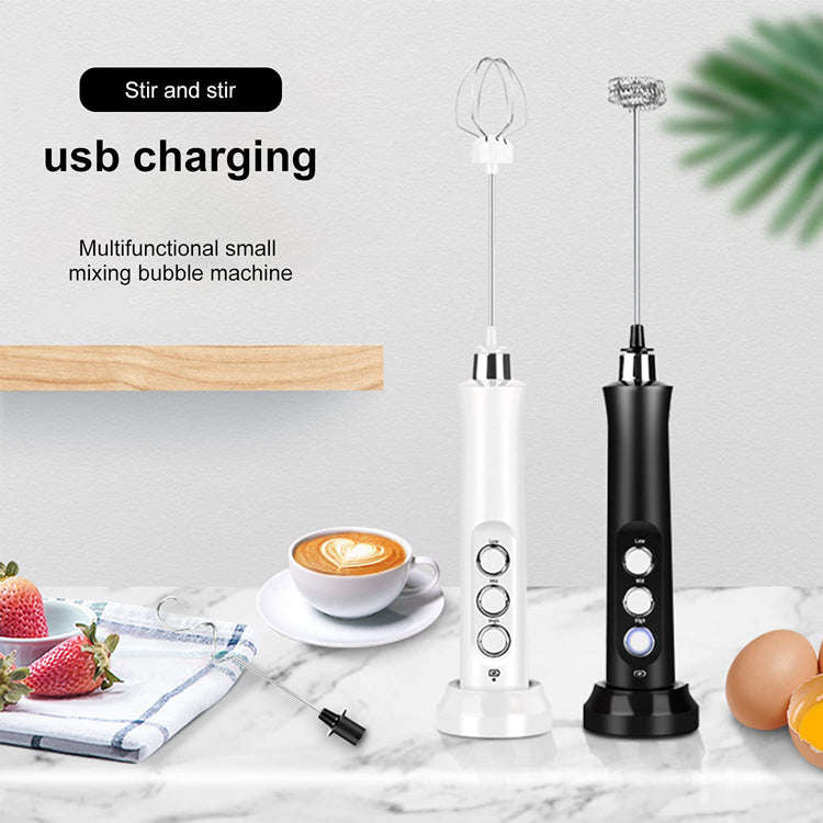 WhipCharge Handheld Electric Milk Frother with Charging Base - Blue